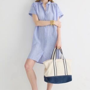 J Crew Linen Dress in Oxford Blue